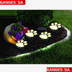 Solar-Powered Lawn Lights With Cat & Dog Paw Print Design For Garden Decoration
