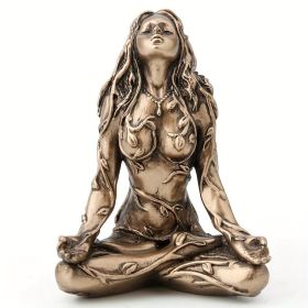 Mother Earth Gaia Statue Resin Craft, Miniature Goddess In Lotus Pose