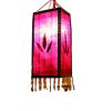 Handcrafted Cloth Lantern With Tassels Traditional Design Painted Rose Red Shade