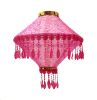 Elegant Fuchsia 14" Lantern With Tassels For Home Garden Or Retail Decor