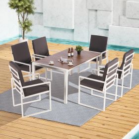 Patio Furniture Set 7 Piece Outdoor Dining Table Set, Dining Table and Chairs Set, Patio Conversation Set with Cushions
