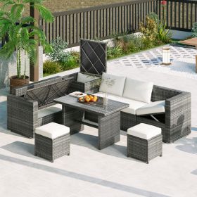 6 Piece All Weather Outdoor Rattan Adjustable Sofa Set