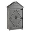 39.56"L x 22.04"W x 68.89"H Outdoor Storage Gray Wooden Cabinet Shed