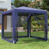 Party Tent with 4 Mesh Sidewalls Blue 8.2'x8.2' HDPE
