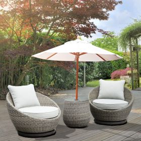 Swivel Woven Wicker Outdoor Patio Set With Cushions