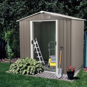 6Ft x 5Ft Outdoor Metal Storage Gray Shed