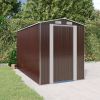 Dark Brown Storage Shed 75.6"x 140.6"x 87.8" Made Of Galvanized Steel