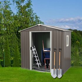 6Ft x 5Ft Outdoor Metal Storage Gray Shed With Window