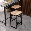 2-Pack Water Hyacinth Backless Bar Stools With Footrest