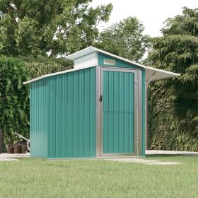 Green Garden Shed 106.3"x 51.2"x 82.1" Crafted From Galvanized Steel