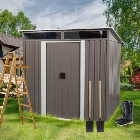 6Ft x 5Ft Outdoor Metal Storage Shed With Transparent Panels