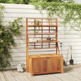 Storage Box With Trellis 39"x21.7"x63" Solid Natural Acacia Wood
