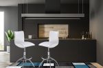 Modern Barstool Leatherette/Chrome Adjustable Height In White Color
