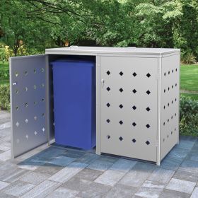 Double Wheelie Bin Shed 63.4-gal Stainless Steel