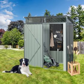 5Ft x 3Ft Gray Outdoor Metal Storage Shed With Transparent plate