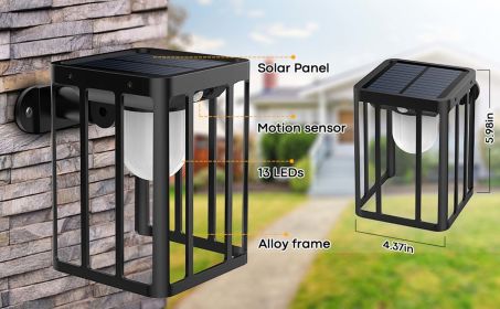 2-Pack: Outdoor Solar Wall Sconce Lights Black