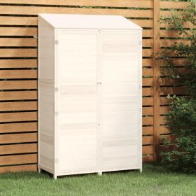 Garden Shed White 40.2"x 20.5"x 68.7" Solid Fir Wood