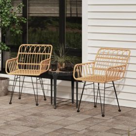Patio Chairs 2 pcs with Armrest 22"x25.2"x31.5" PE Rattan