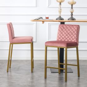 Cheap Modern Design High Counter Stool metal legs Kitchen Restaurant Bean paste velvet Bar Chair(set of 2)