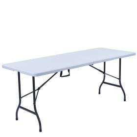 6 Ft Portable Folding Table; Fold-in-Half Plastic Card Table Dinging Table for Camping; Picnic; Kitchen or Outdoor Party Wedding Event