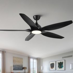 60 In Intergrated LED Ceiling Fan Lighting with Black ABS Blade
