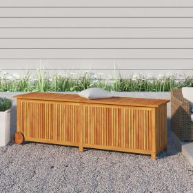 Patio Storage Box With Wheels 59.1"x 19.7"x 22.8" Solid Wood Acacia