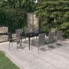9 Piece Grey & Black Rattan Patio Dining Set