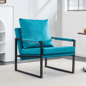PU Leather Accent Arm Chair Mid Century Modern Upholstered Armchair with Metal Frame Extra-Thick Padded Backrest and Seat Cushion Sofa Chairs for Livi