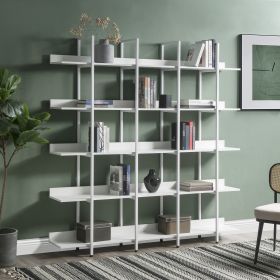 [VIDEO] 5 Tier Bookcase Home Office Open Bookshelf; Vintage Industrial Style Shelf with Metal Frame; MDF Board