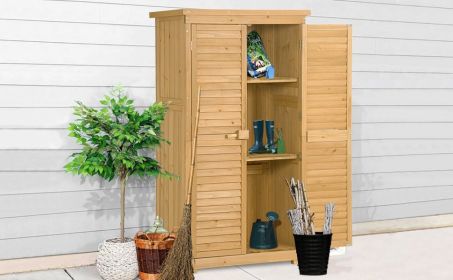 Wooden Garden Shed 3-tier Patio Outdoor Organizer Storage Cabinet