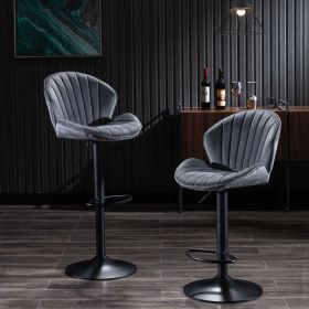Bar Stools Set of 2 - Adjustable Barstools with Back and Footrest; Counter Height Bar Chairs for Kitchen; Pub -Grey