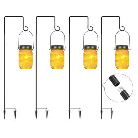 4 Pieces 32 Inch To 62 Inch Adjustable Outdoor Garden Hooks And 4 Pieces Outdoor Hanging Jar Light With 20 LEDs;  Not Include Battery (only pick up)