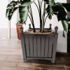 Black Wooden Square Outdoor Planter Pot For Flowers & Vegetables