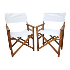 Folding Chair Wooden Director Chair Canvas Folding Chair Folding Chair 2pcs/set populus + Canvas (Color : White)