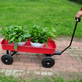 Garden cart Reuniong Railing; solid Wheels; All Terrain Cargo Wagon with 280lbs Weight Capacity; Red
