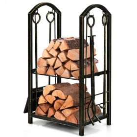 Fireplace Log Rack with 4 Pieces Fireplace Tools