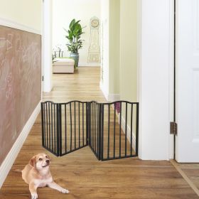 Pet Gate â€“ Dog Gate for Doorways;  Stairs or House â€“ Freestanding;  Folding ;  Dark brown; Arc Wooden