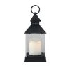 9.5" Black Lantern With LED Flameless Candle