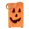 Northlight 8" Orange Wood Jack O Lantern Halloween Candle Lantern