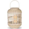 Natural Bamboo Lantern With LED Candle - 13.38" (Gerson International)