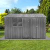 10Ft x 8Ft Outdoor Metal Garden Storage Shed Grey With Window