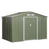 9' x 6' Green Outdoor Storage Shed With 4 Vents & Sliding Doors