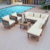 9-Piece Outdoor Rattan Conversation Set With Acacia Wood Accents