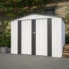 8 x 6 Ft White Metal Storage Shed With 2 Lockable Doors