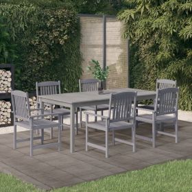 7 Piece Grey Acacia Wood Patio Dining Set