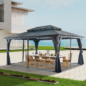 Wooden Legs & Dual-Layer Curtains Outdoor Gazebo