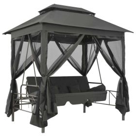 Outdoor Convertible Swing Bench with Canopy Anthracite 86.6"x63"x94.5" Steel