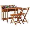 Solid Acacia Wood Balcony Dining Set: Planter Table & 2 Bistro Chairs