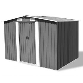 Garden Storage Shed Gray Metal 101.2"x80.7"x70.1"