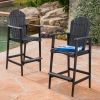 Acacia Wood Adirondack Barstools (Set of 2) In Dark Gray